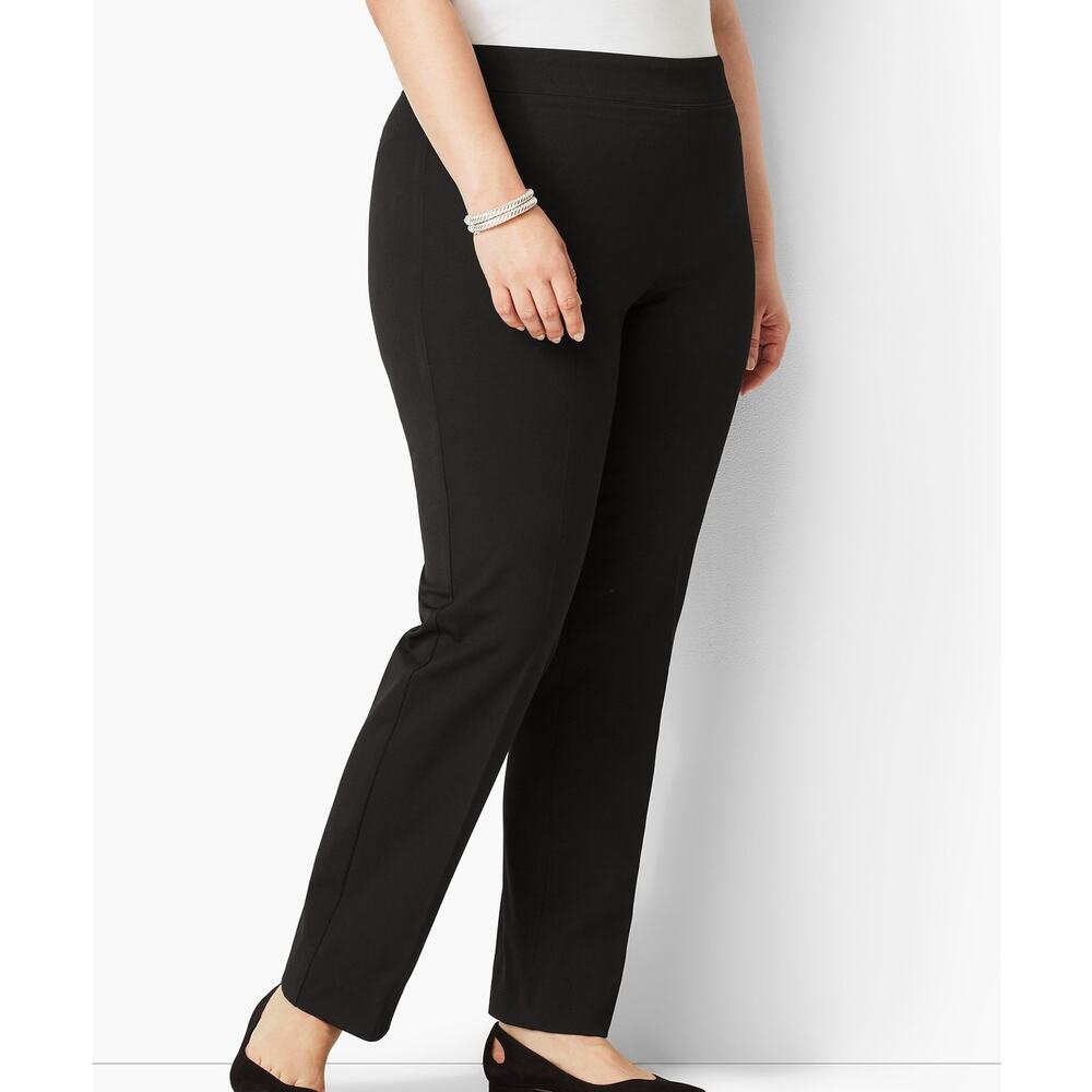 Talbots Womens Heritage Dress Pants Size 16W Black Side Zip Stretch Work Career